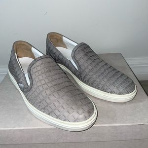 Jimmy Choo grey aligator loafers